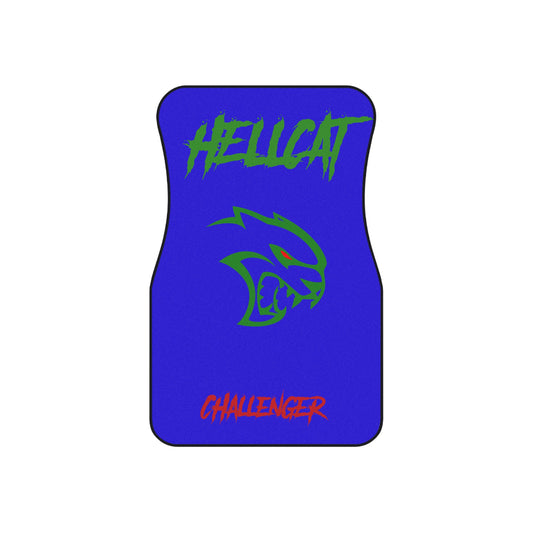 Hellcat Dodge Car Floor Mats (2x Front) – Blue & Green SRT Logo