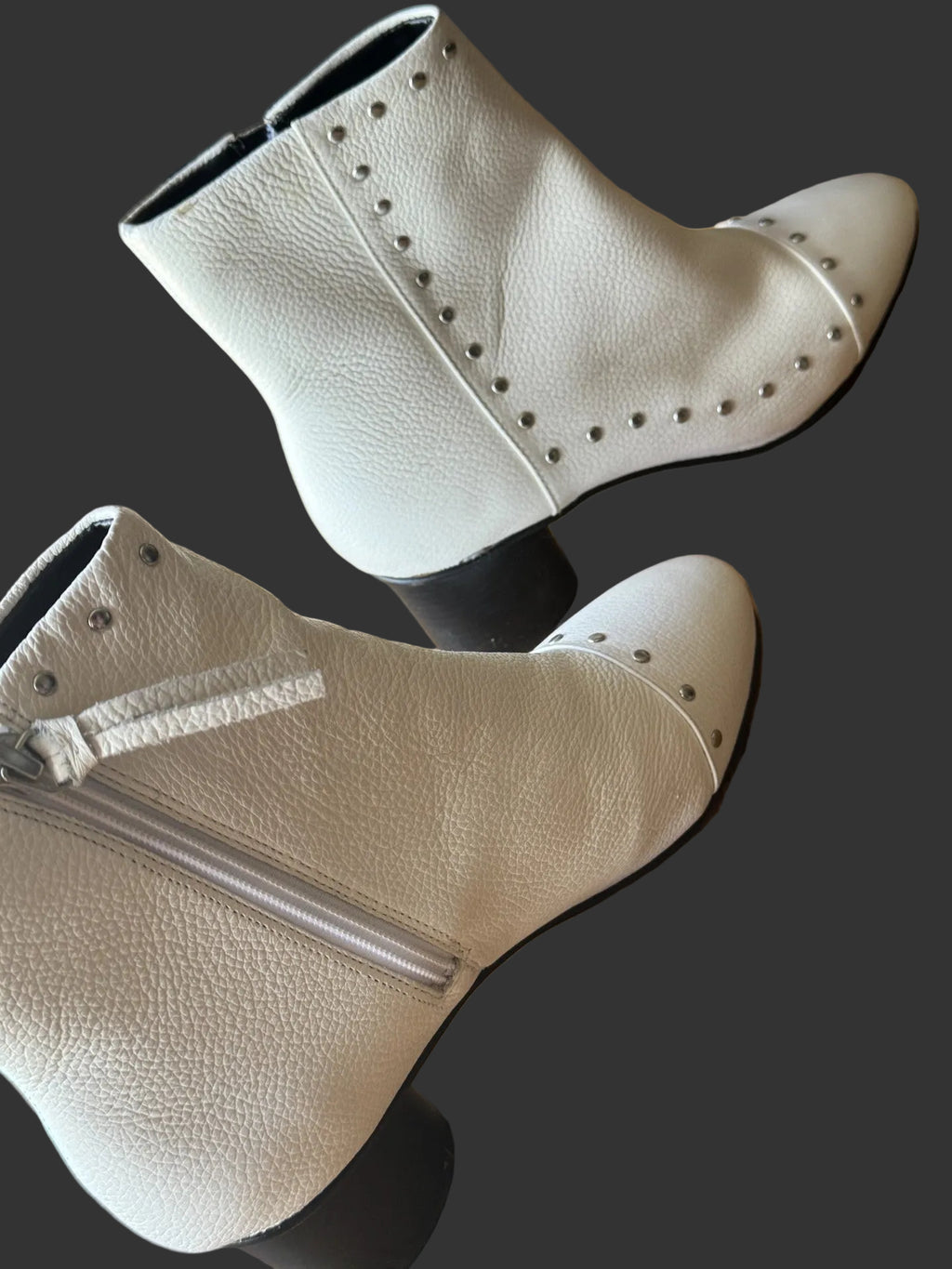 Rebecca Minkoff (real leather) NWT cream white colored studded detail boots
