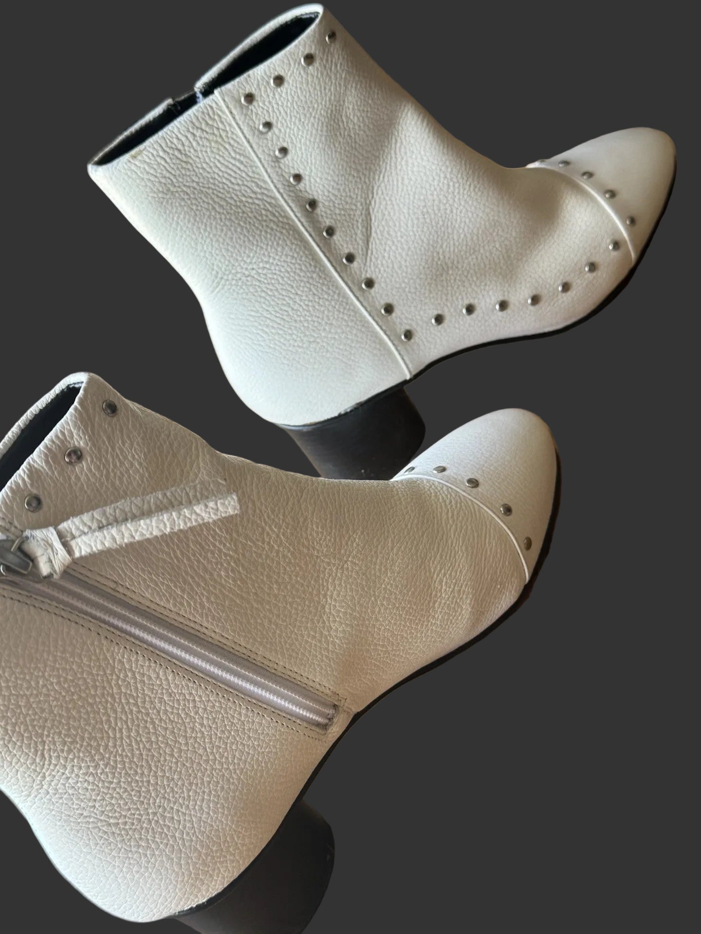 Rebecca Minkoff (real leather) NWT cream white colored studded detail boots