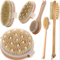 Dry Brushing Body Brush Exfoliating Brush Natural Bristle Bath Brush for Remove Dead Skin Toxins Cellulite,Treatment,Improves Lymphatic Functions,Exfoliates,Stimulates Blood Circulation
