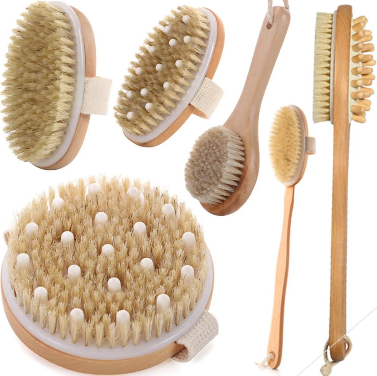 Dry Brushing Body Brush Exfoliating Brush Natural Bristle Bath Brush for Remove Dead Skin Toxins Cellulite,Treatment,Improves Lymphatic Functions,Exfoliates,Stimulates Blood Circulation