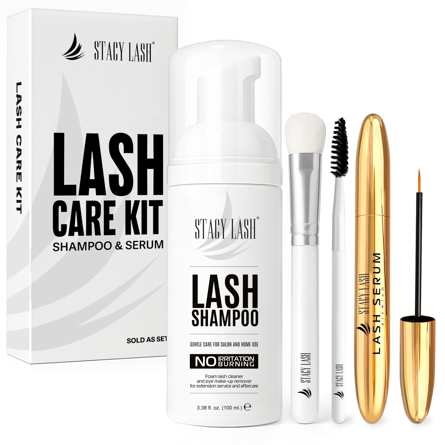Lash Shampoo 100Ml+ Eyelash Growth Serum by /Eye Makeup Remover + Lash Serum for Eyelash Growth and Thickness/Lash Cleaning Kit of Lash & Eyebrows Cleanser + Brush & Brow & Eyelash Serum