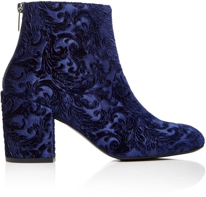 Stuart Weitzman Bacari Embossed Velvet Ankle Boots