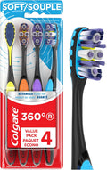 360 Advanced Floss Tip Toothbrush, Soft Toothbrush for Adults, 4 Pack