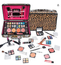 Carry All Makeup Train Case with Pro Makeup Set, Makeup Brushes, Lipsticks, Eye Shadows, Blushes, Powders, and More - Reusable Makeup Storage Organizer - Premium Gift Packaging - Leopard