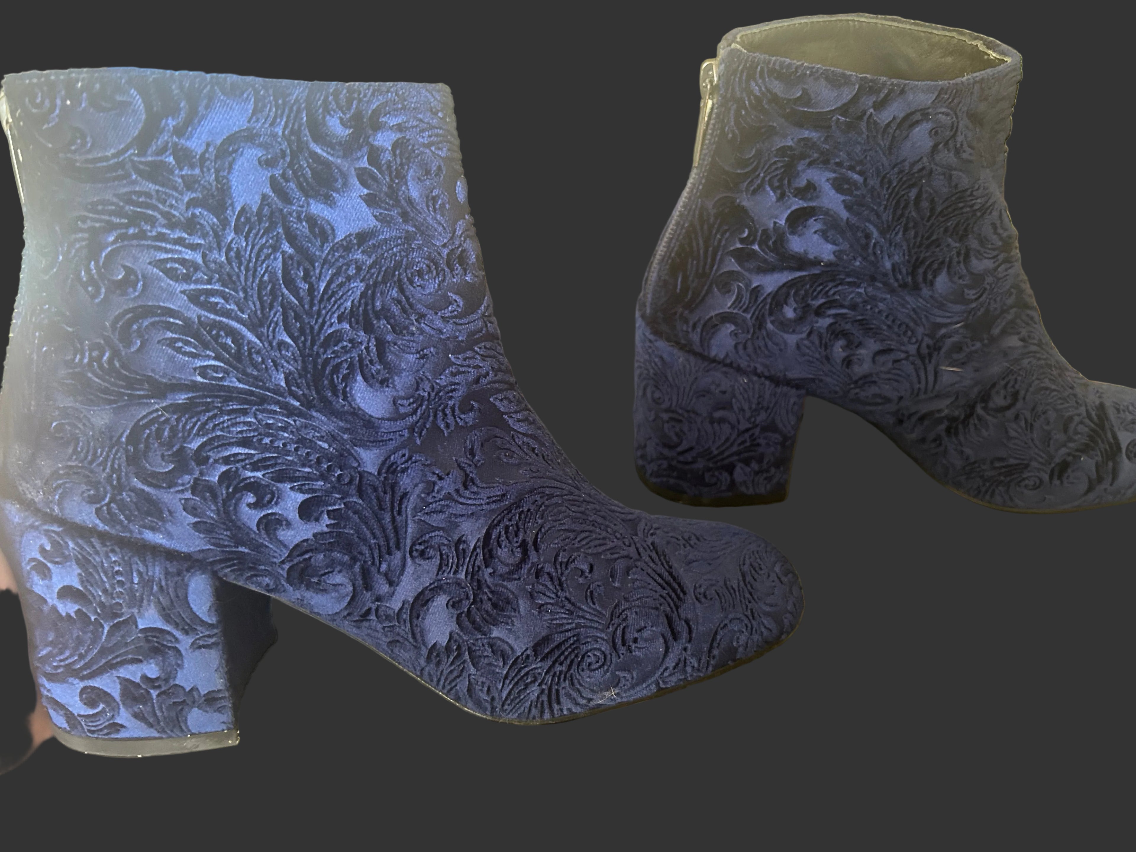 Stuart Weitzman Bacari Embossed Velvet Ankle Boots