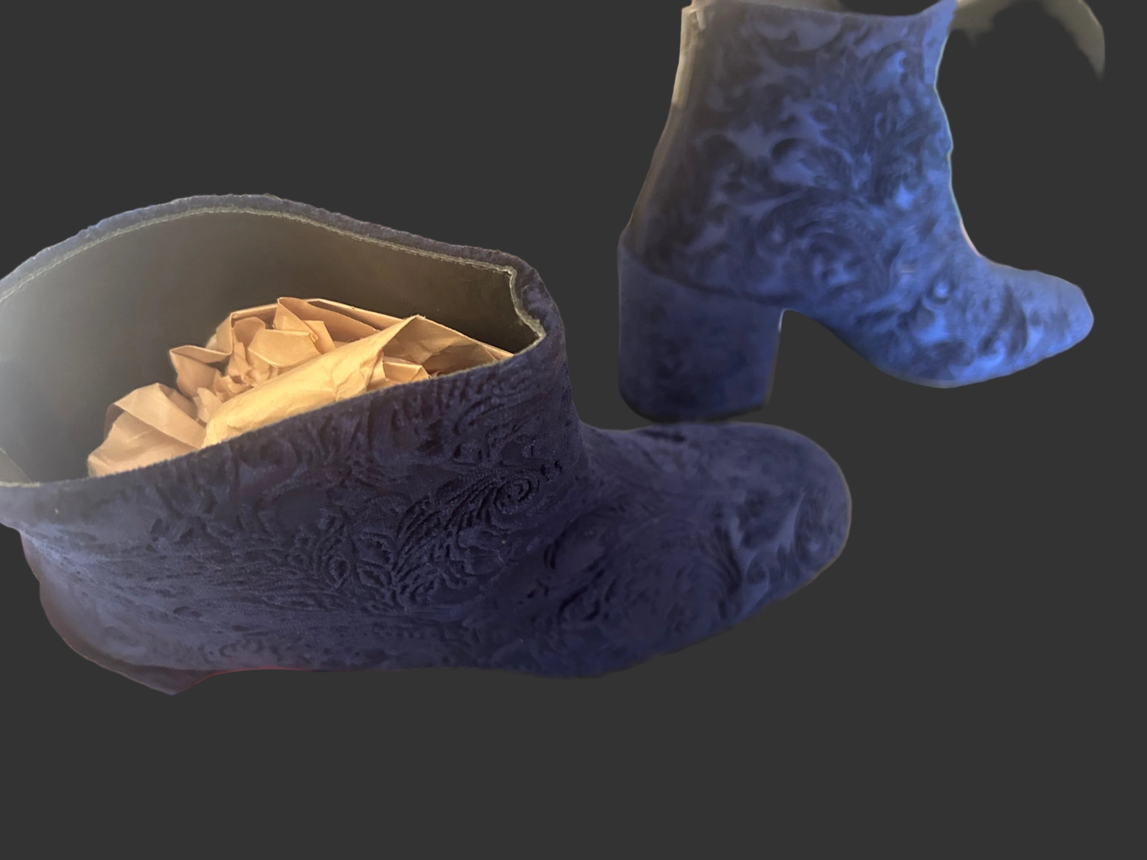 Stuart Weitzman Bacari Embossed Velvet Ankle Boots